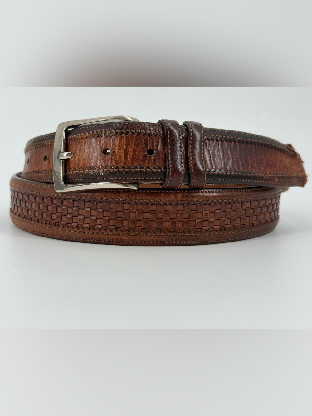 Mezlan Vintage Worn Tan Brown Leather Belt 42